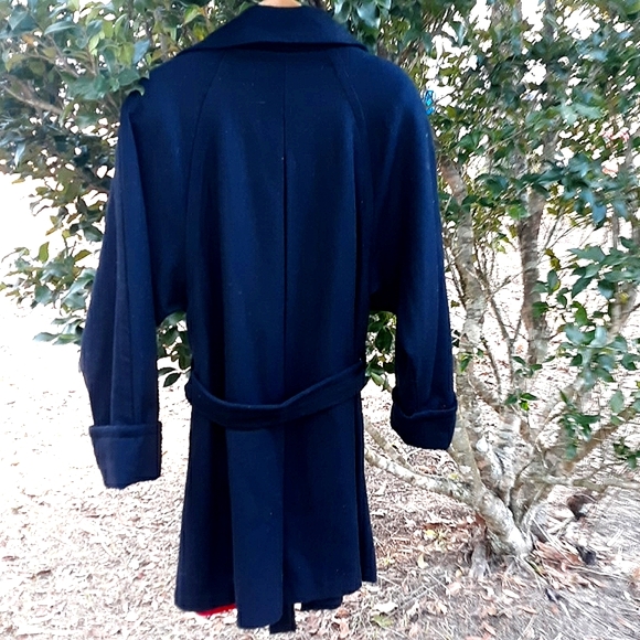 Connie Manos Womens Coat Jacket Long Black Red Silky Lining - Picture 4 of 6